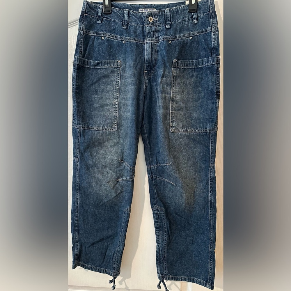 *Free People* We the Free Barrel Oasis Denim Slouchy Crop Utility Jeans Cinch 30